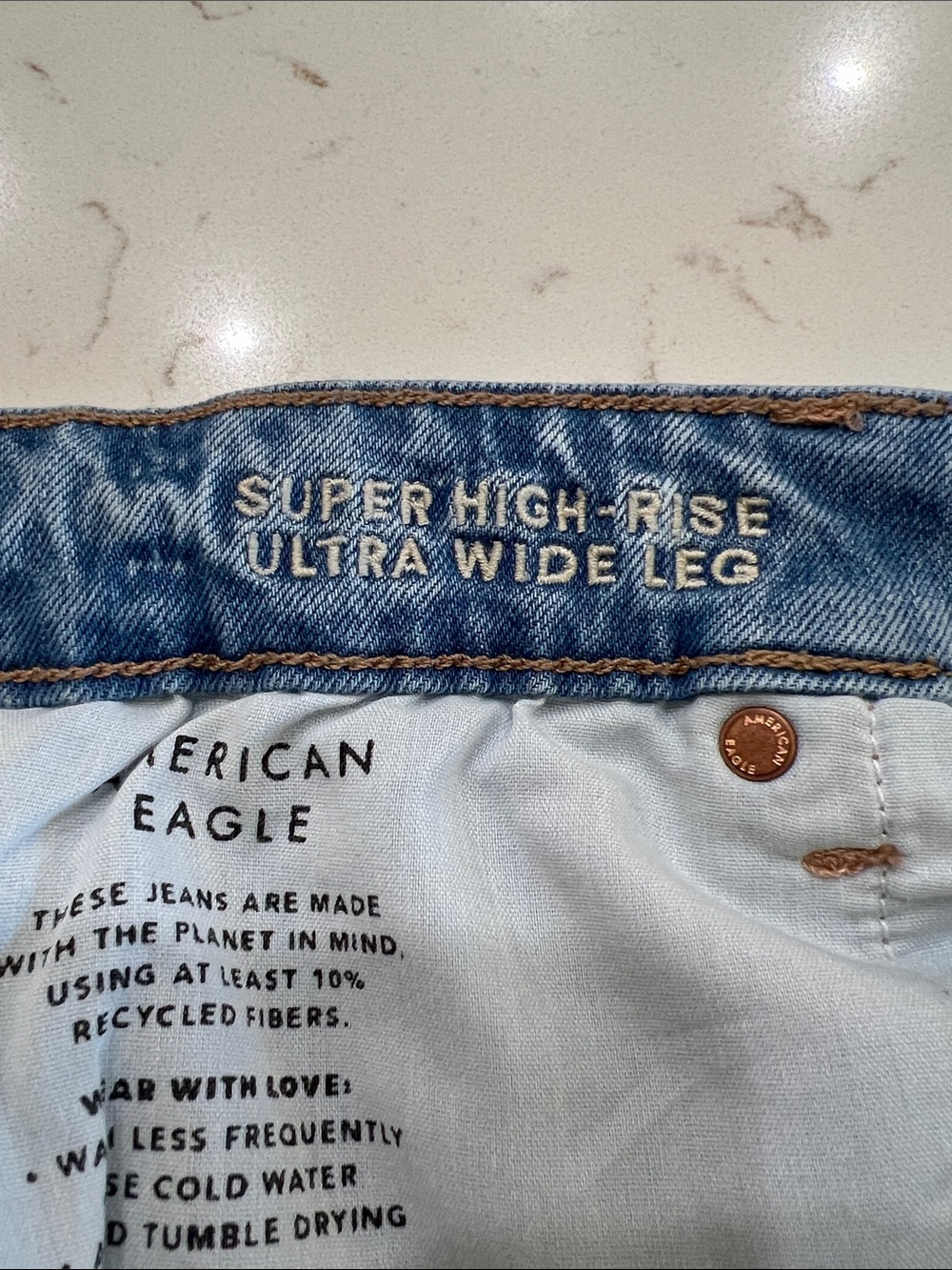 American Eagle Super High Rise Ultra Wide Leg Strigid Jeans 12 - Picture 9 of 15